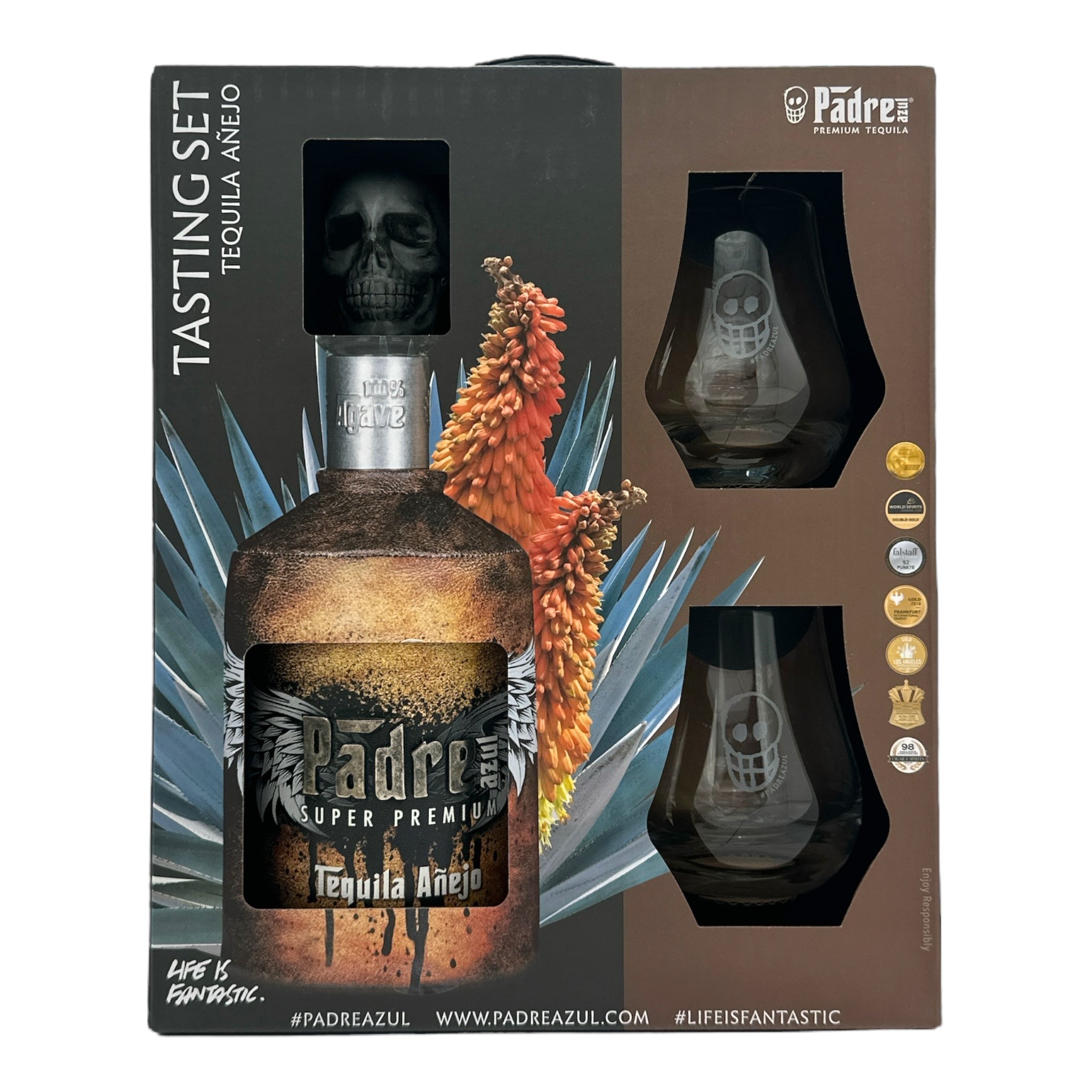 Padre Azul Anejo w/Glasses – Padre Azul Tequila